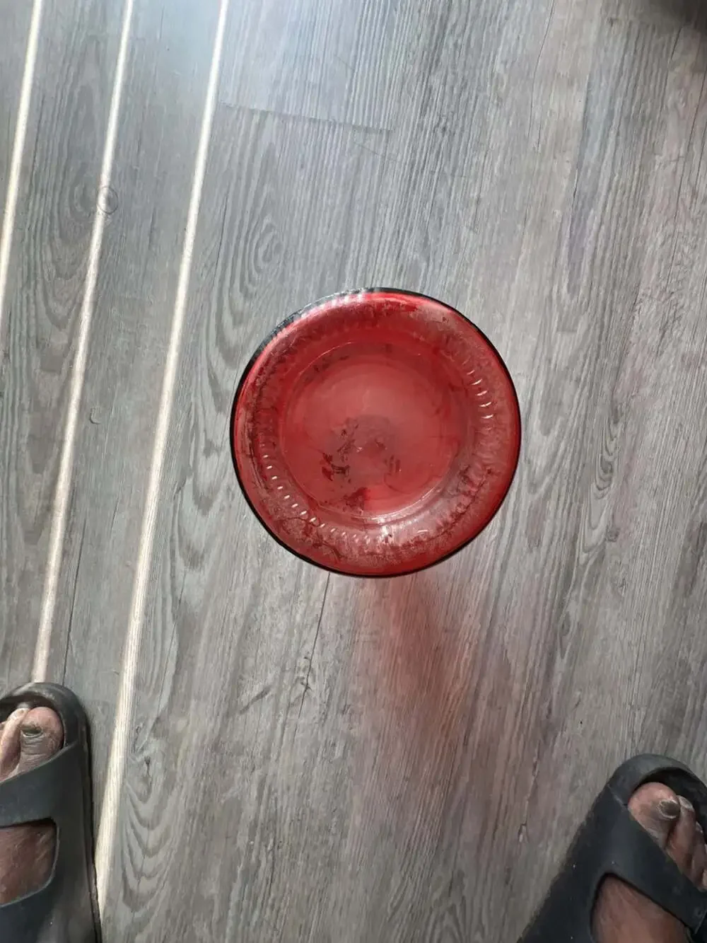 Unmarked Decorative Red Glass Bud Vase Bottle